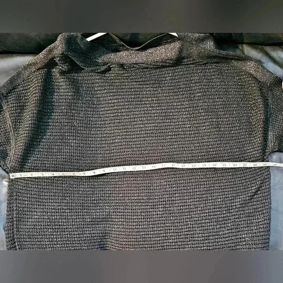 All Saints Elle Metallic Open Knit Jumper Black Long Sleeve Size  M/L - Picture 12 of 13